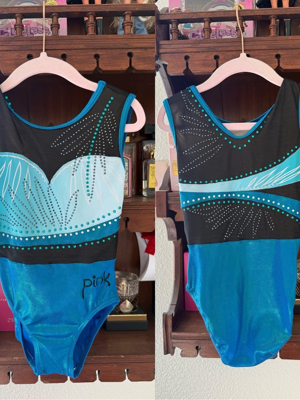 Girls' Blue and Black Dance Leotard - PINK Brand
